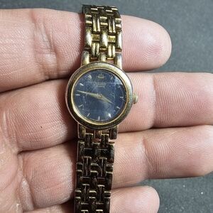 Vintage Seiko 4N00-0480 Ladies Cocktail Watch Gold Tone Black Dial Parts Repair
